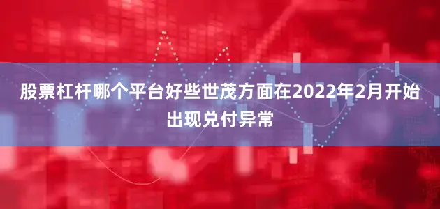 股票杠杆哪个平台好些世茂方面在2022年2月开始出现兑付异常